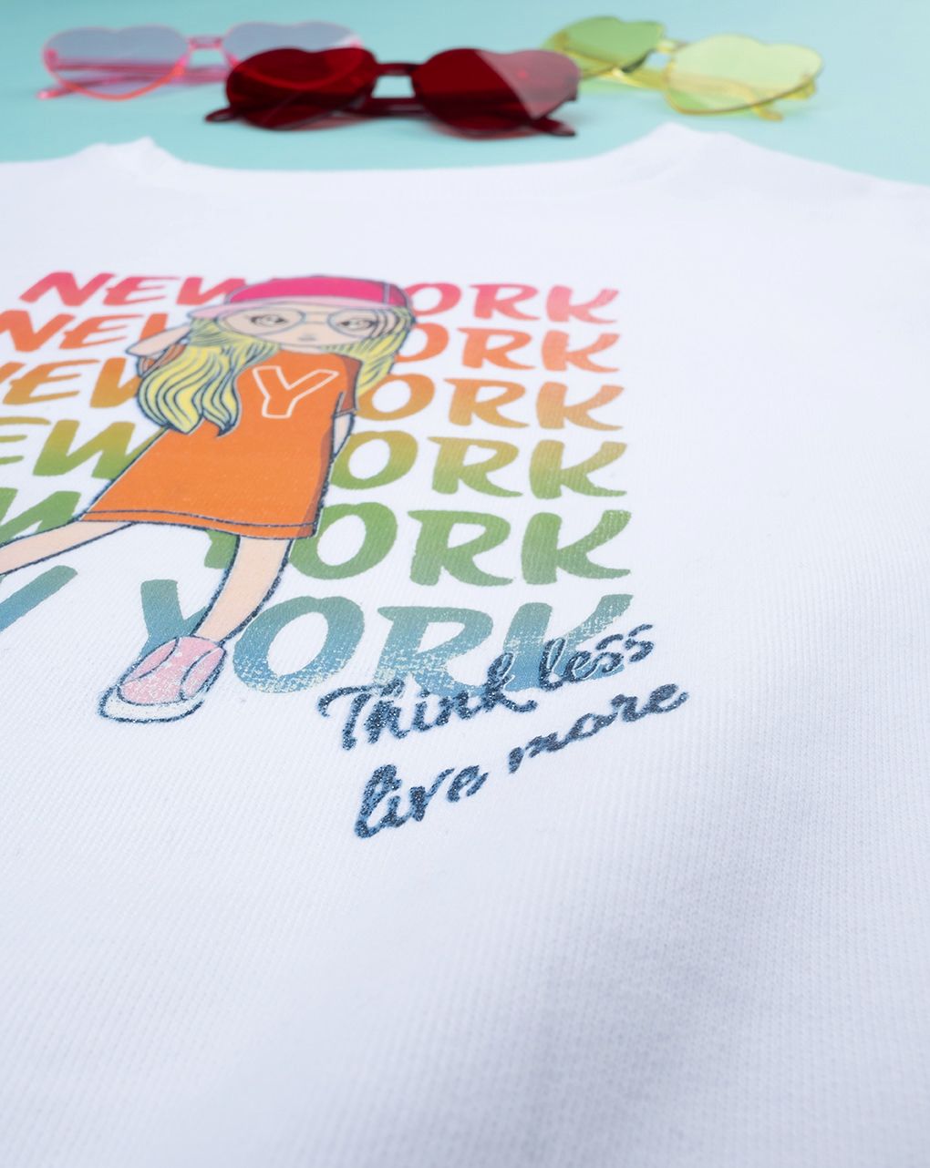 παιδική μπλούζα φούτερ λευκή new york για κορίτσι - Prénatal