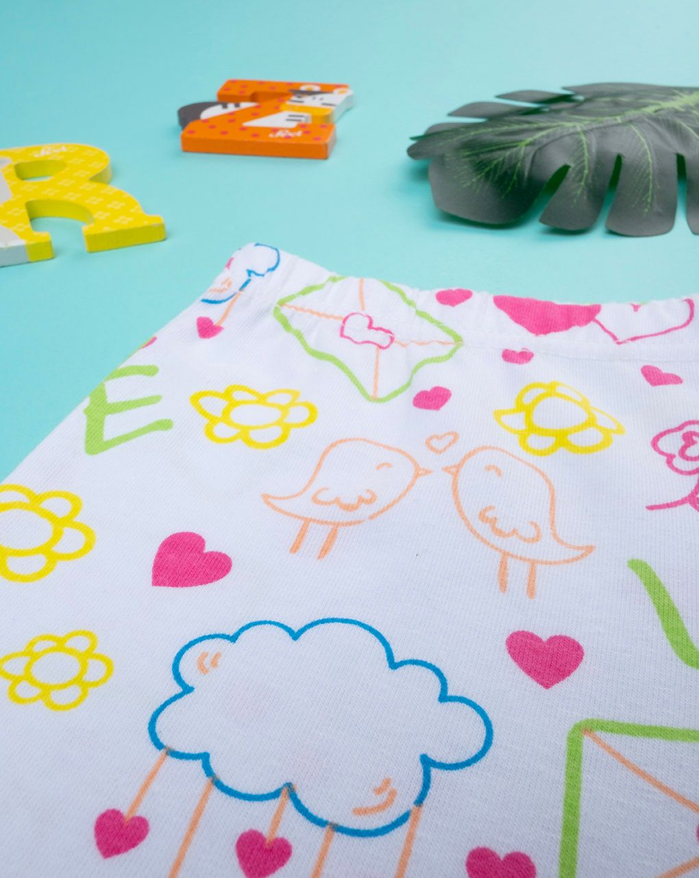 παιδικό κολάν 3/4 λευκό με στάμπες για κορίτσι - Prénatal