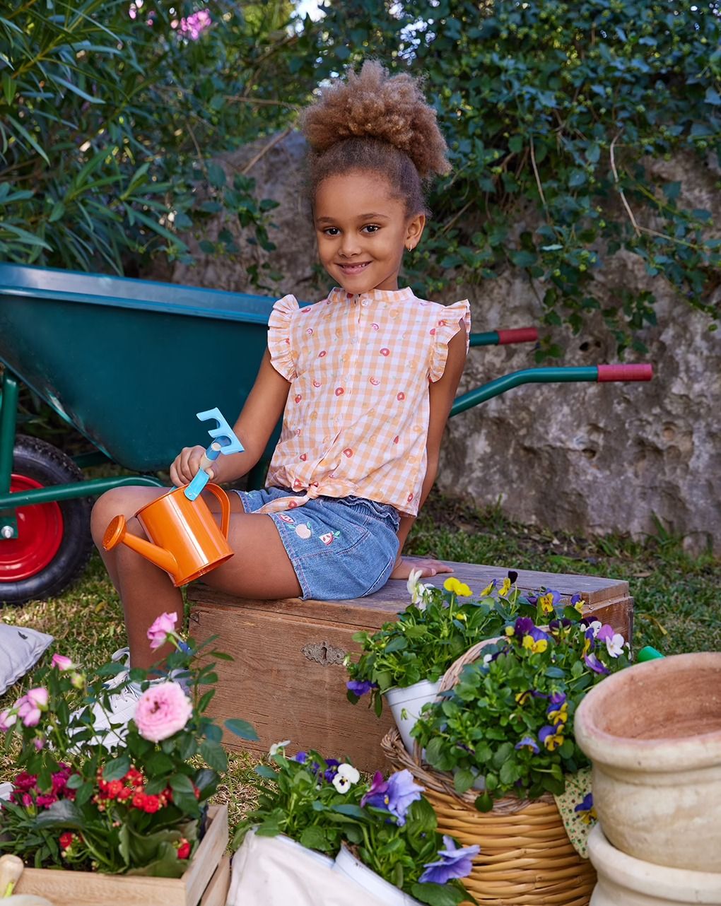 παιδικό πουκάμισο καρό με φρούτα για κορίτσι