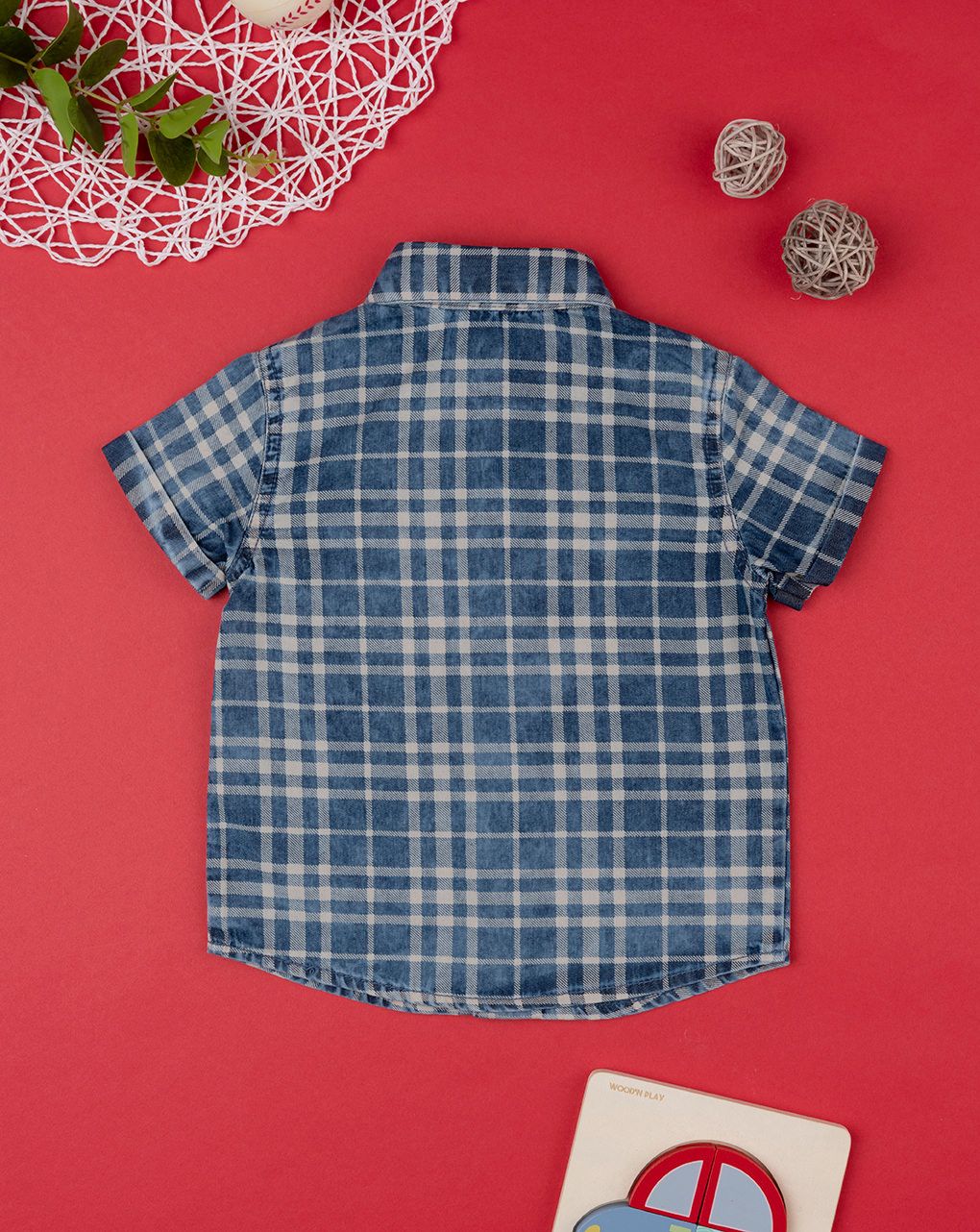 βρεφικό τζιν καρό πουκάμισο για αγόρι - Prénatal