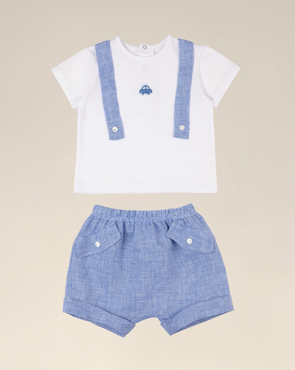 βρεφικό σετ t-shirt και σορτσάκι λινό για αγόρι - Prénatal