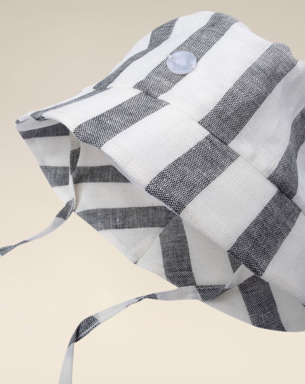 βρεφικό καπέλο λινό ριγέ γκρι/λευκό για αγόρι - Prénatal