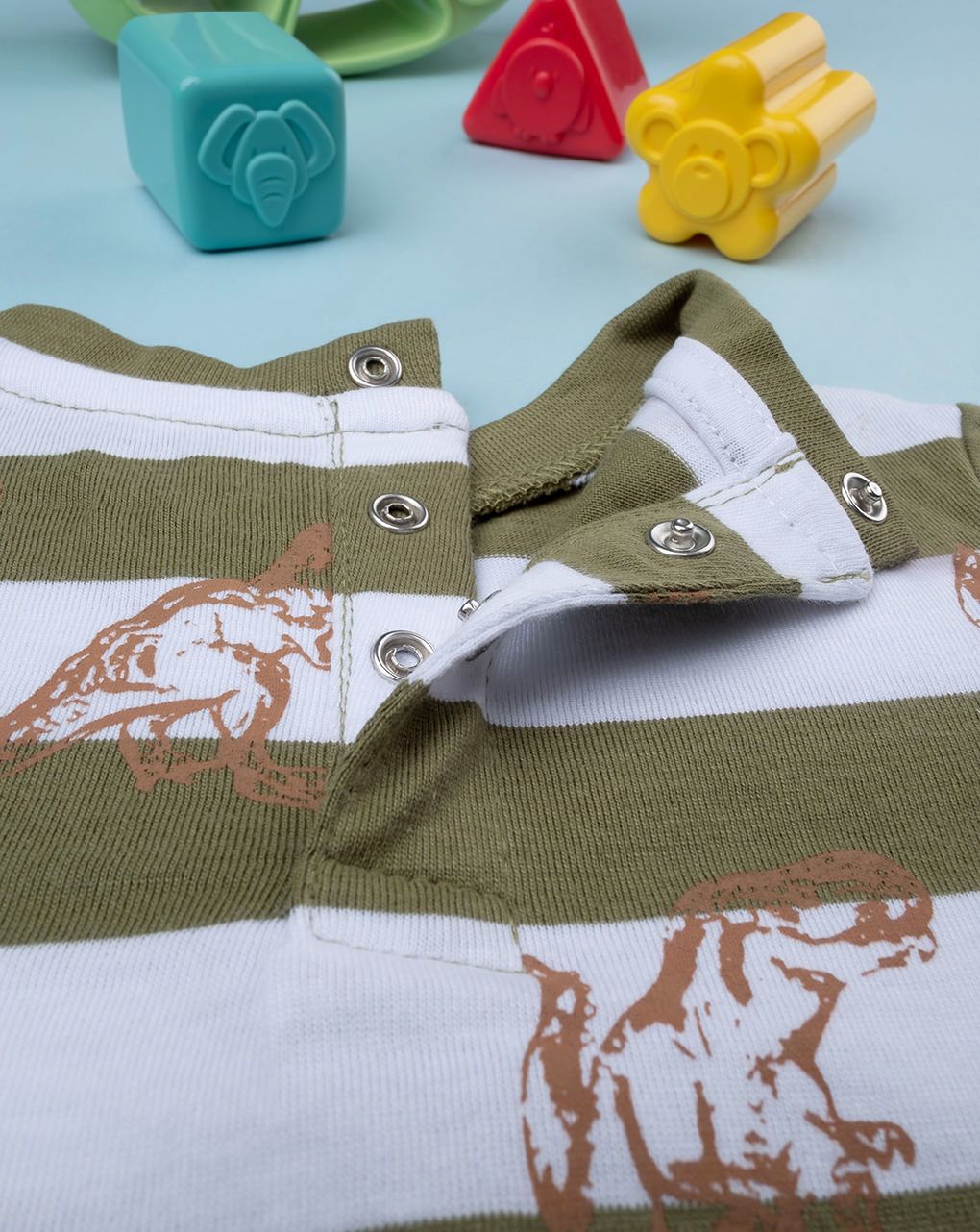 βρεφική μπλούζα ριγέ με δεινόσαυρους για αγόρι - Prénatal