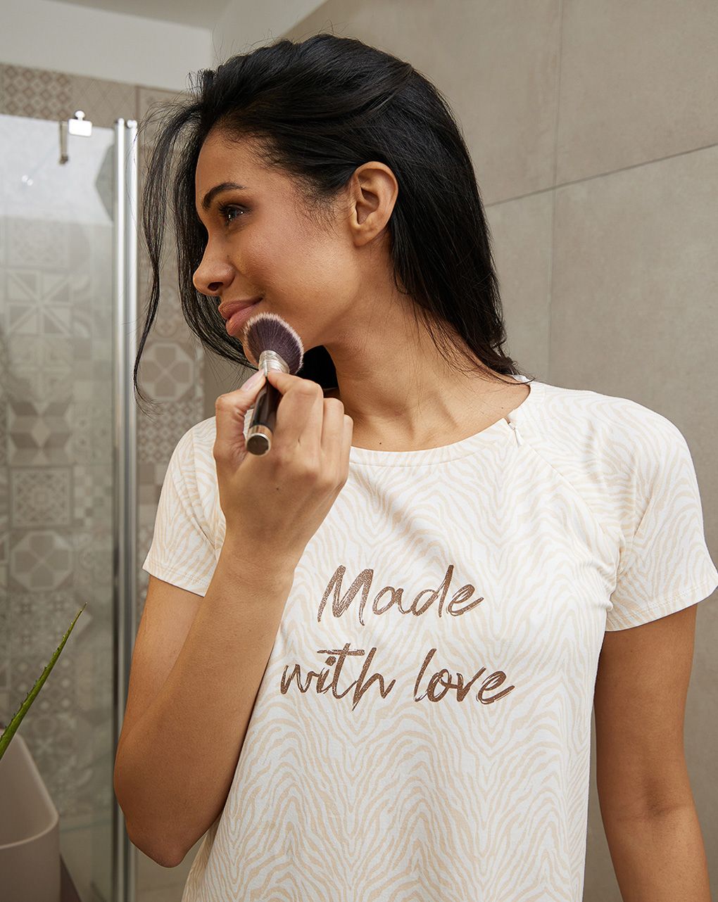 γυναικείο νυχτικό εγκυμοσύνης/θηλασμού animal print made with love - Prénatal