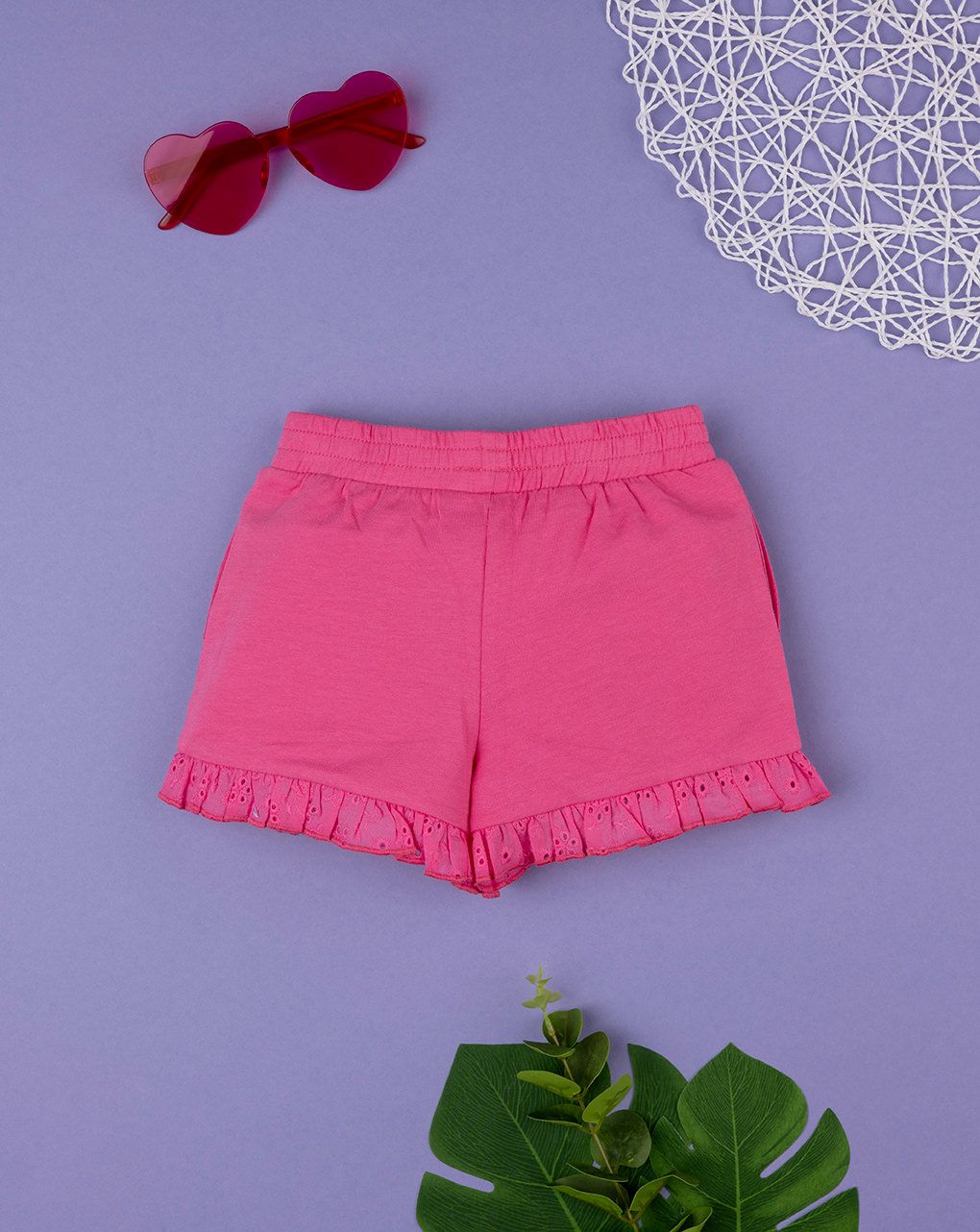 βρεφικό σορτσάκι φούξια με δαντέλα sangallo για κορίτσι - Prénatal