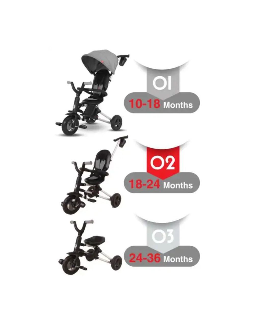 Qplay nova rubber gel wheels τρίκυκλο ποδήλατο γκρι 01-1212050-01 - Qplay