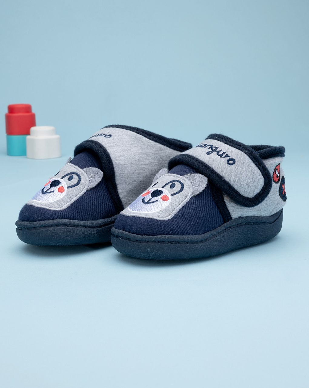 βρεφικά παντοφλάκια κλειστά canguro με γατάκι για αγόρι - Canguro