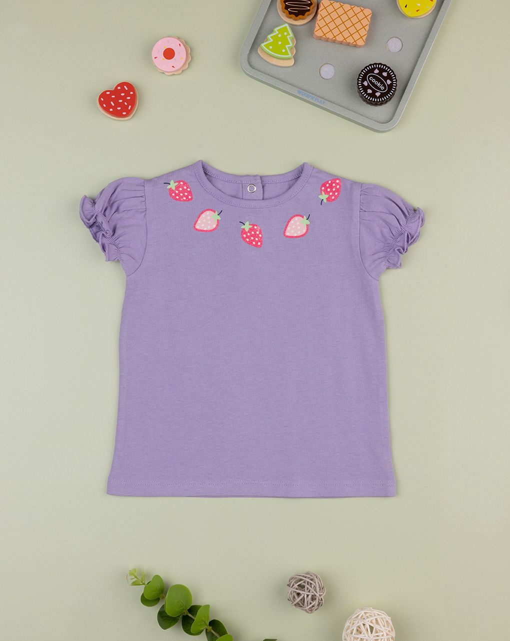 βρεφικό t-shirt λιλά με φράουλες για κορίτσι - Prénatal
