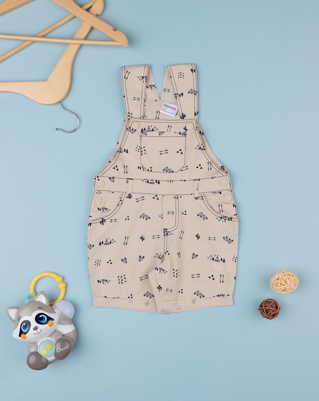 βρεφική σαλοπέτα μπέζ με έθνικ σχέδια για αγόρι