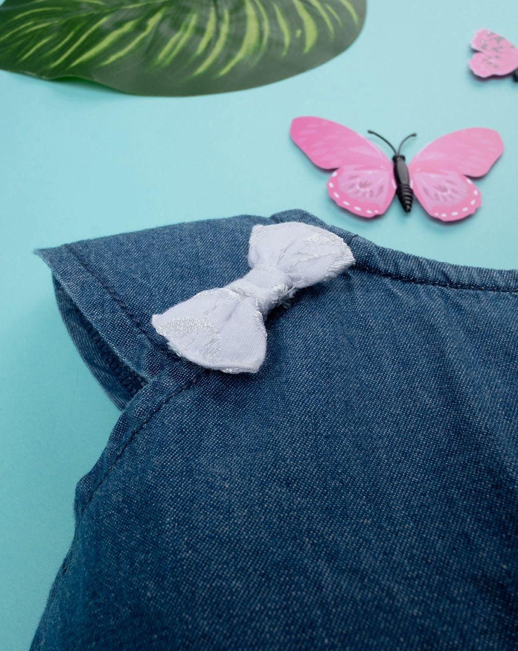 βρεφικό φορμάκι τζιν με δαντέλα sangallo για κορίτσι - Prénatal