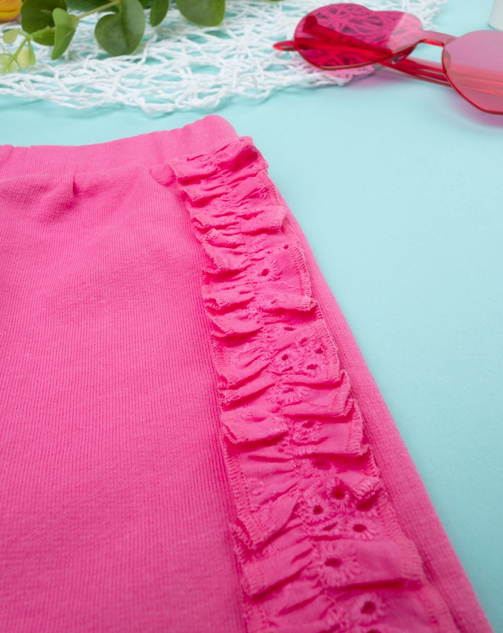 παιδικό σορτσάκι φούξια με δαντέλα sangallo για κορίτσι - Prénatal