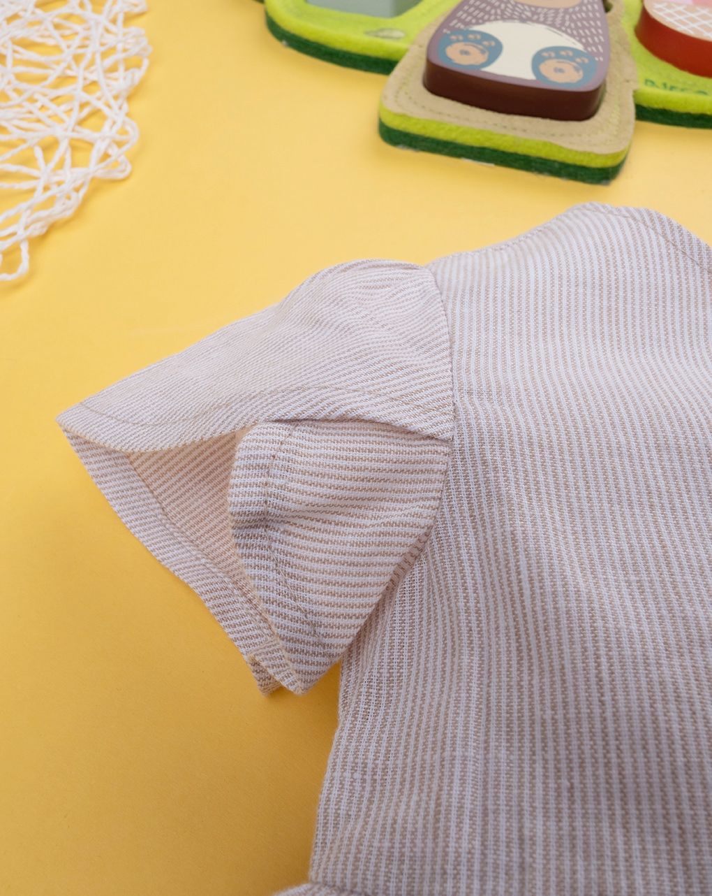 βρεφικό φόρεμα λινό μπεζ με λουλούδια για κορίτσι - Prénatal