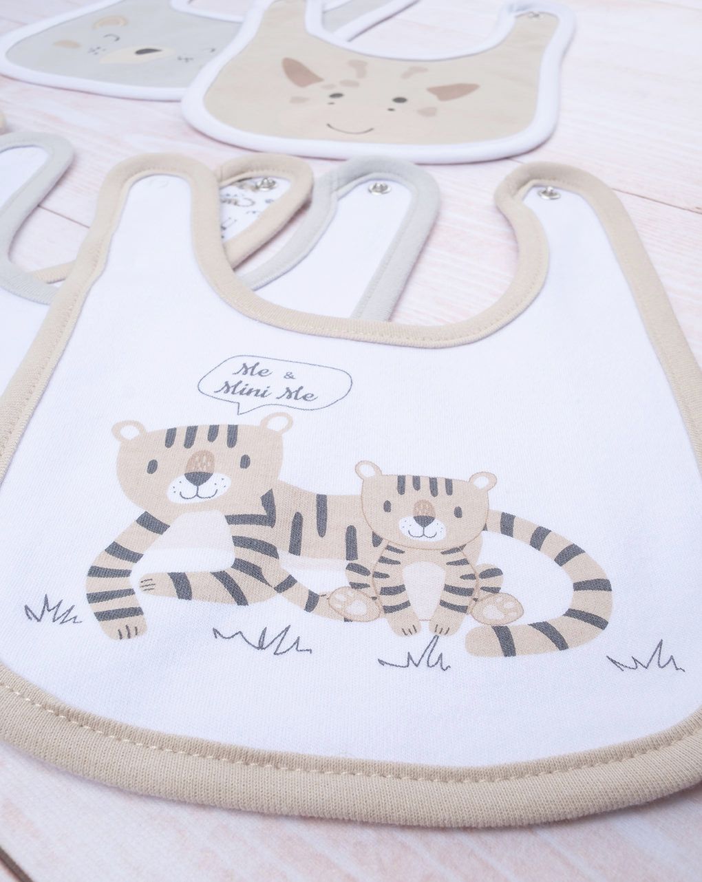 βρεφικές σαλιάρες με ζωάκια ζούγκλας πακέτο x5 για αγόρι - Prénatal