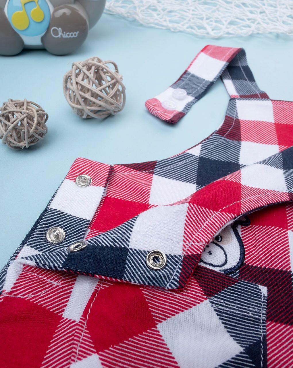 βρεφικό σετ t-shirt και σαλοπέτα καρό με σκυλάκι για αγόρι - Prénatal