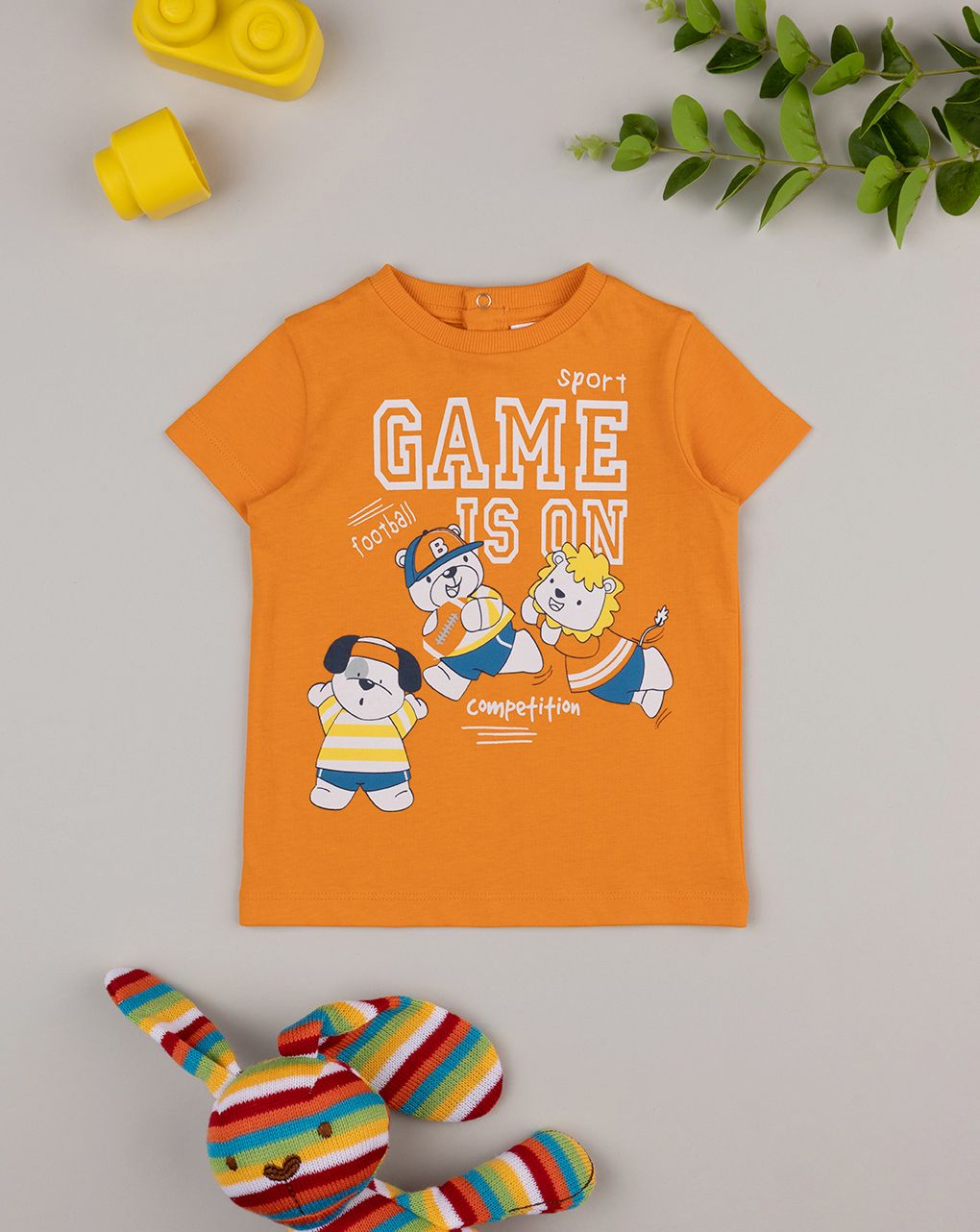 βρεφικό t-shirt πορτοκαλί game on για αγόρι - Prénatal