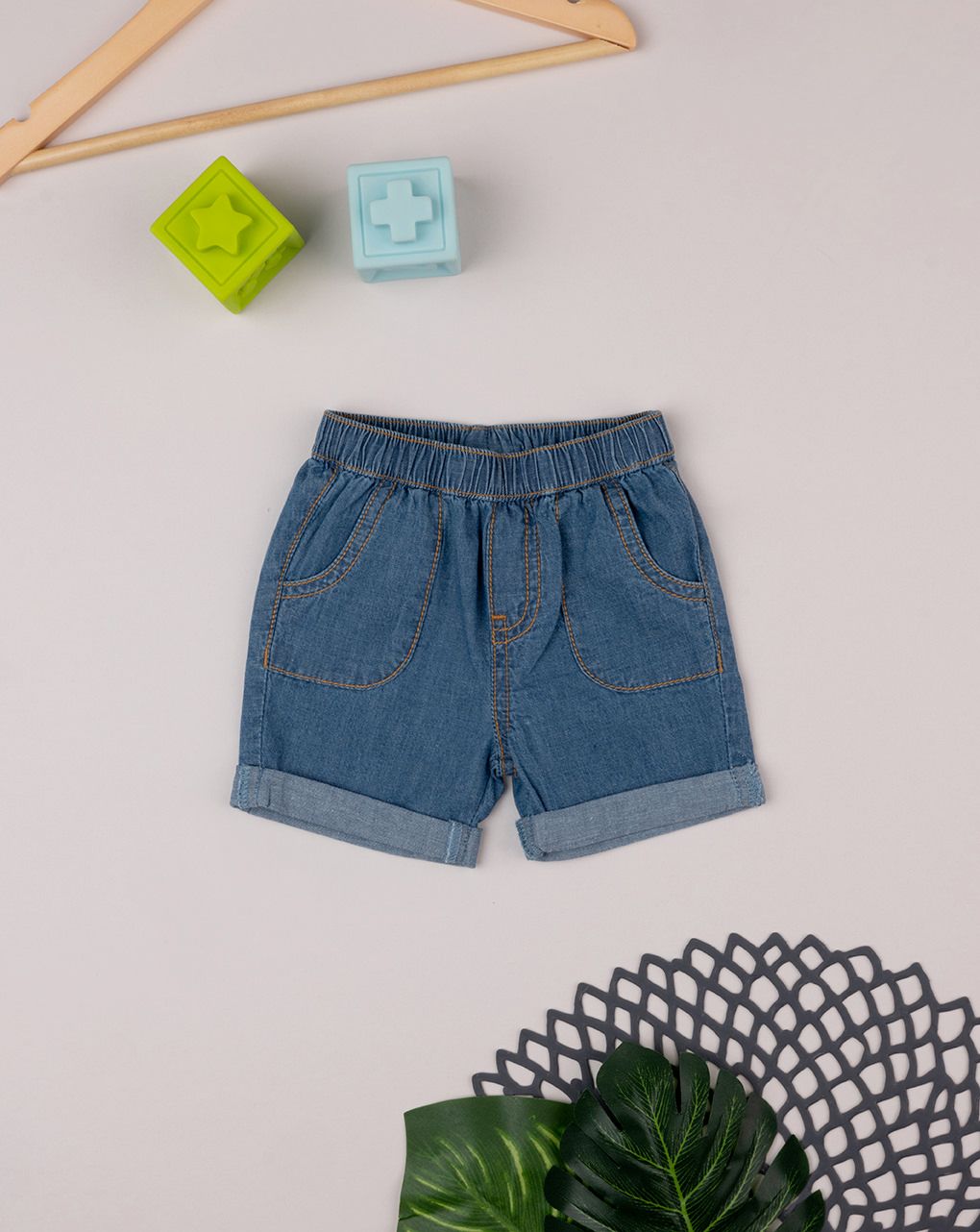 βρεφικό τζιν σορτσάκι μπλε για αγόρι - Prénatal