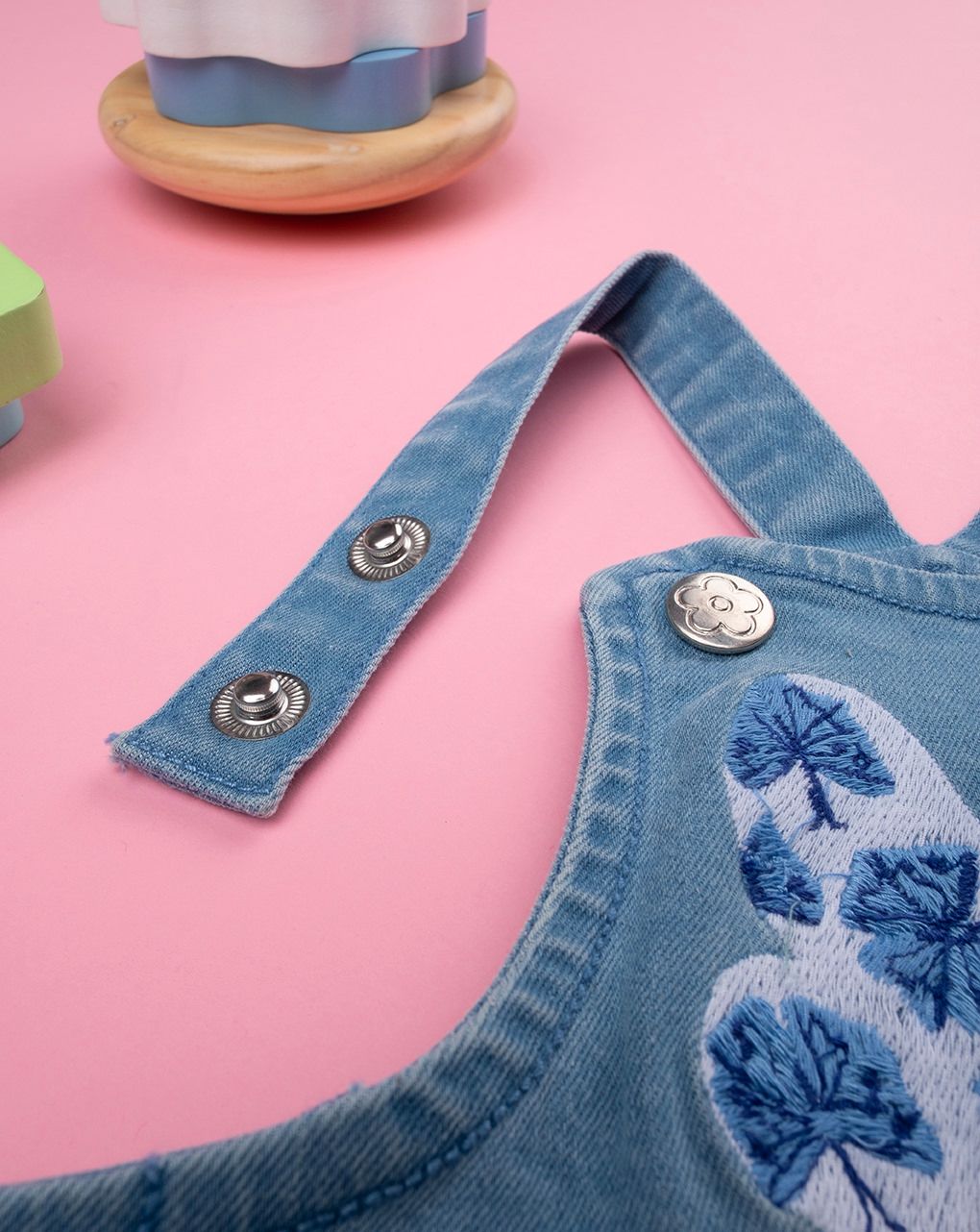 βρεφικό τζιν φόρεμα-σαλοπέτα με πεταλούδα για κορίτσι - Prénatal