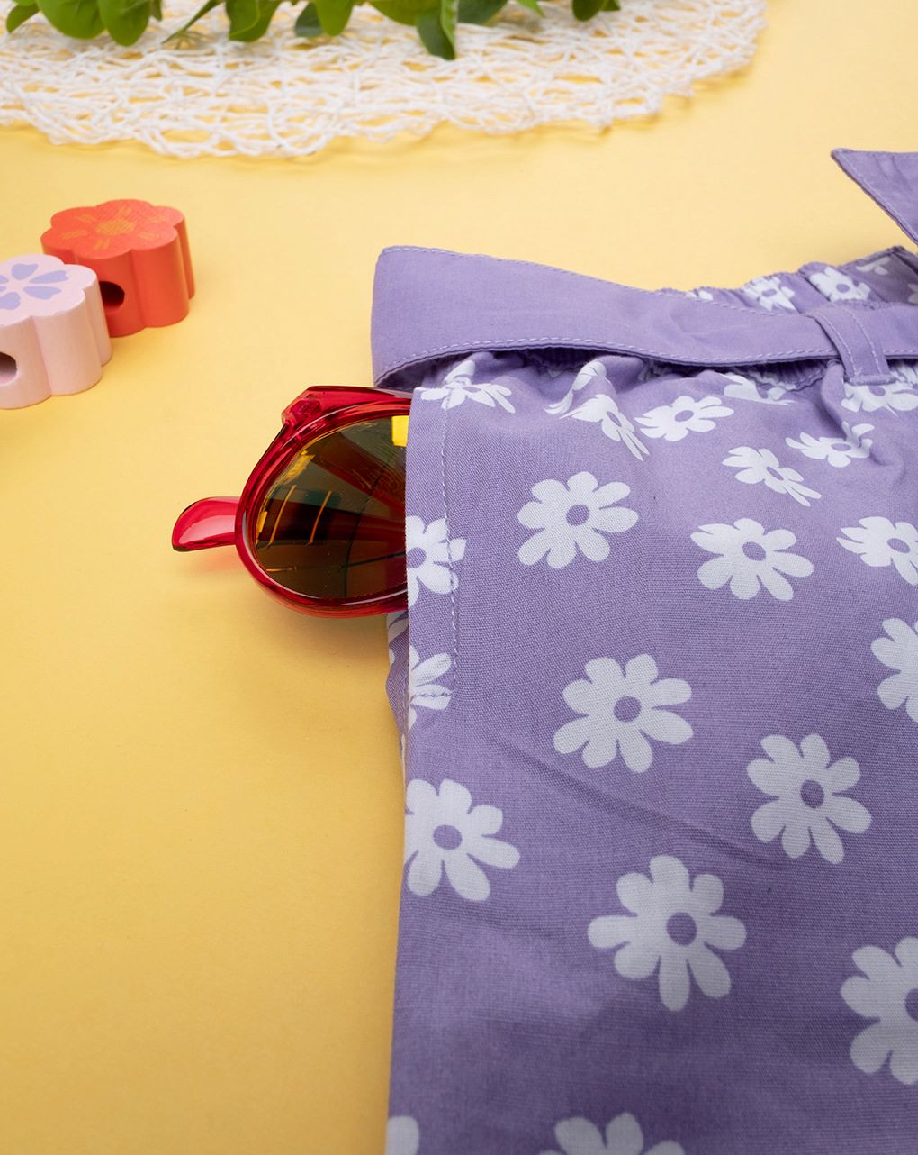 παιδικό σορτσάκι ποπλίνα λιλά φλοράλ για κορίτσι - Prénatal