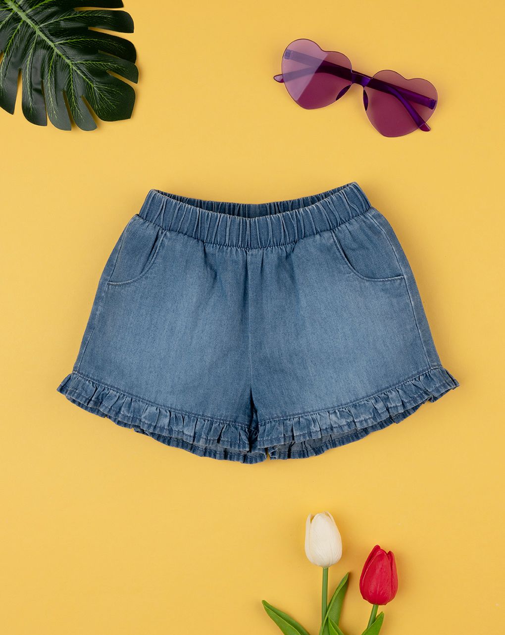 βρεφικό τζιν σορτσάκι μπλε με βολάν για κορίτσι - Prénatal