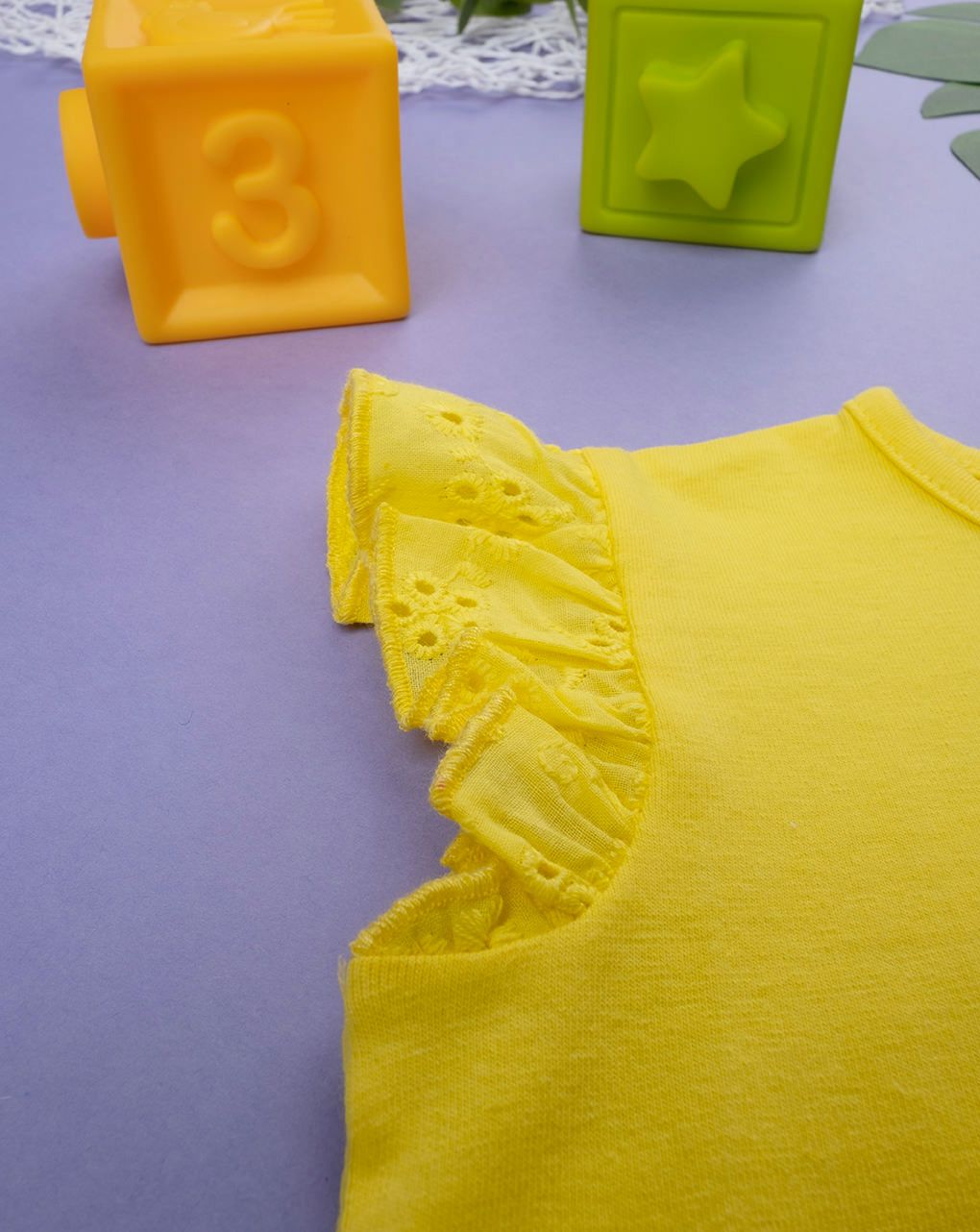 βρεφικό φόρεμα κίτρινο καρδιά με δαντέλα sangallo για κορίτσι - Prénatal