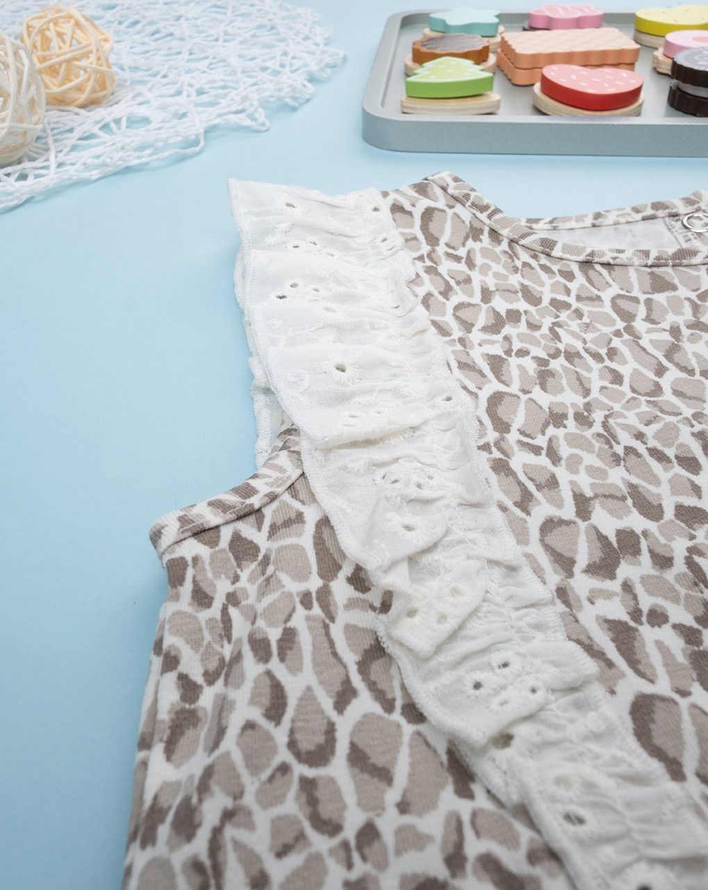 παιδικό φόρεμα αμάνικο animal print καφέ για κορίτσι - Prénatal