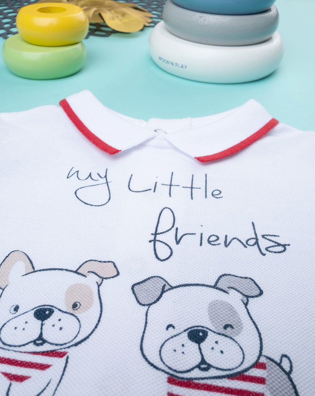 βρεφικό φορμάκι κοντό πικέ με σκυλάκια για αγόρι - Prénatal