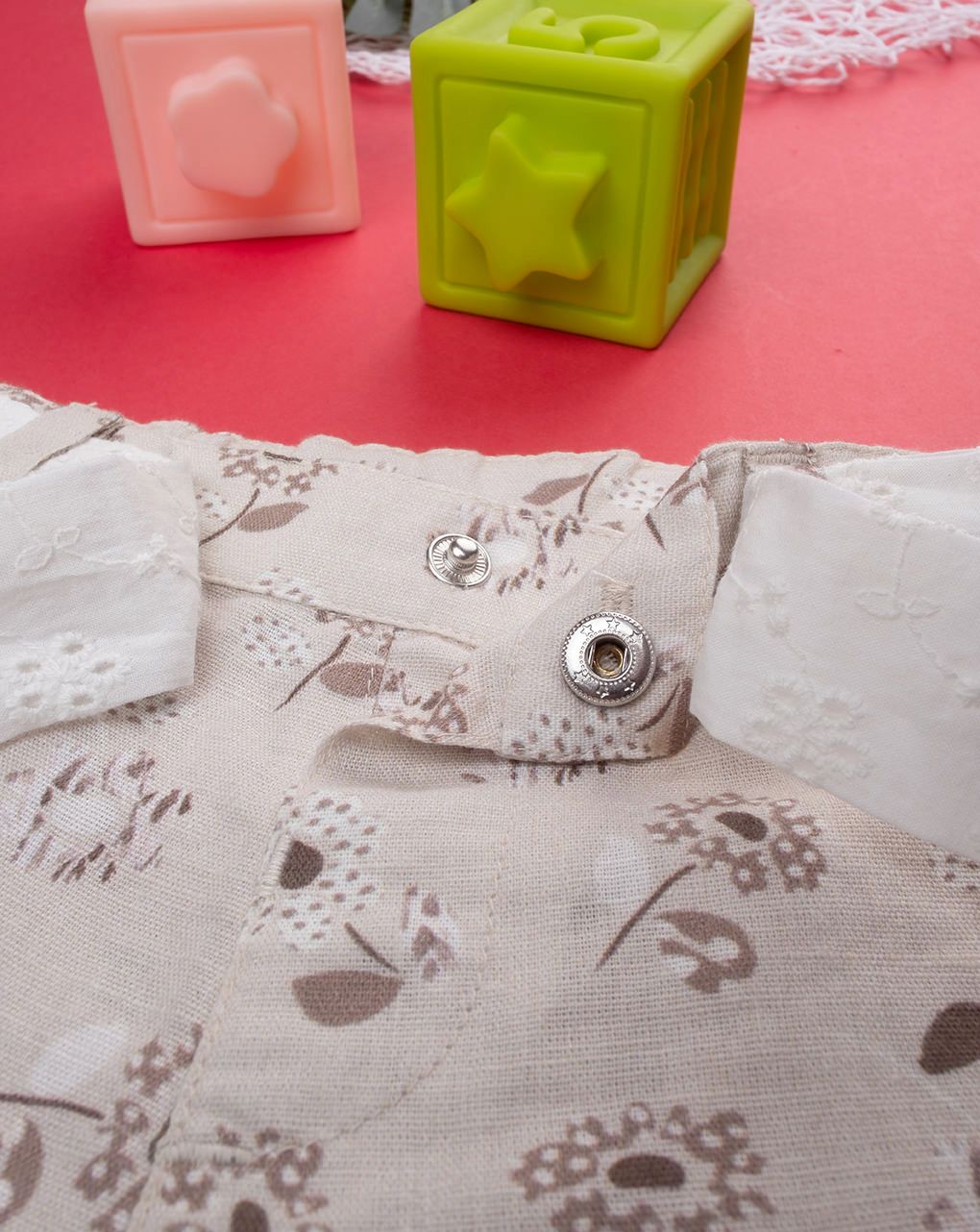 βρεφικό σορτσάκι λινό μπεζ φλοράλ για κορίτσι - Prénatal