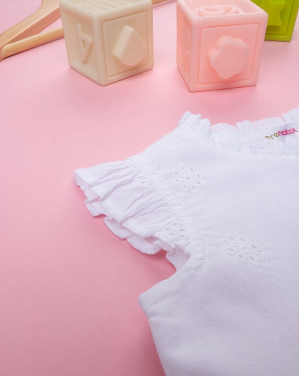 βρεφικό φόρεμα λευκό με δαντέλα sangallo για κορίτσι - Prénatal