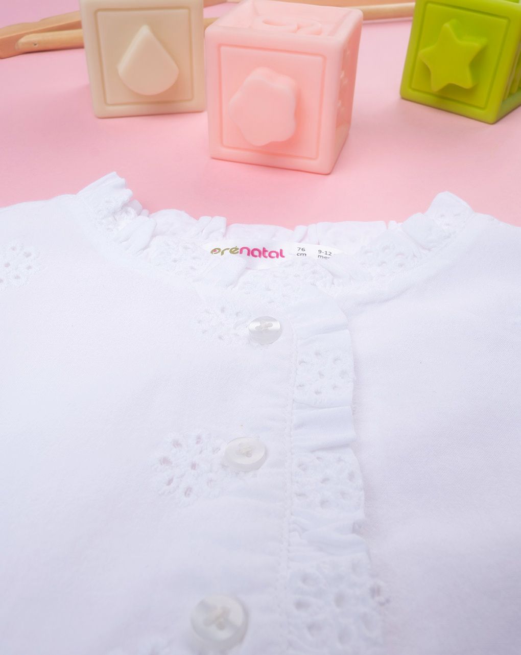 βρεφικό φόρεμα λευκό με δαντέλα sangallo για κορίτσι - Prénatal