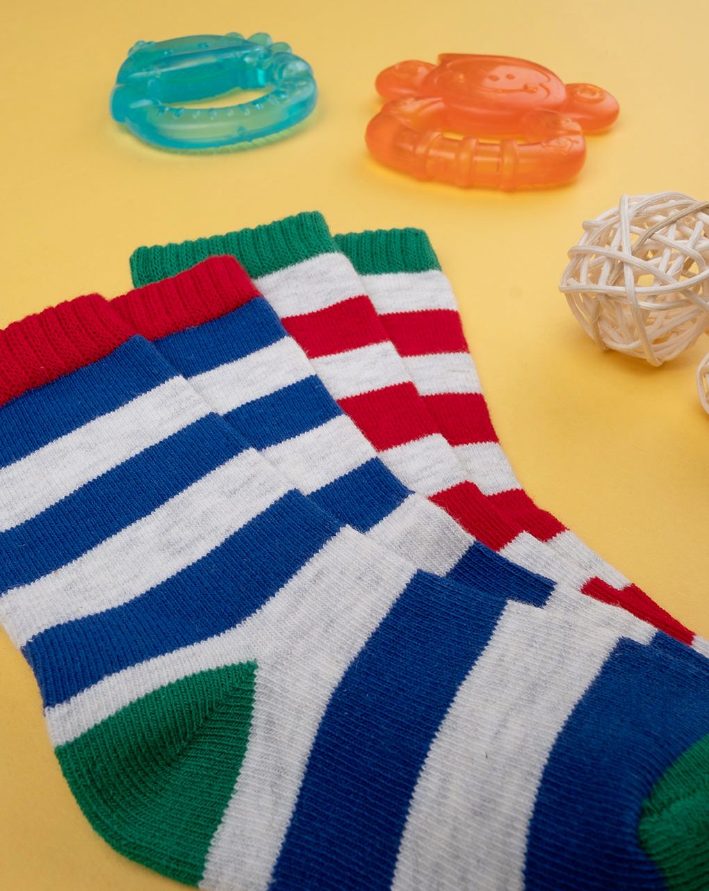 βρεφικά καλτσάκια ριγέ πακέτο x2 για αγόρι - Prénatal