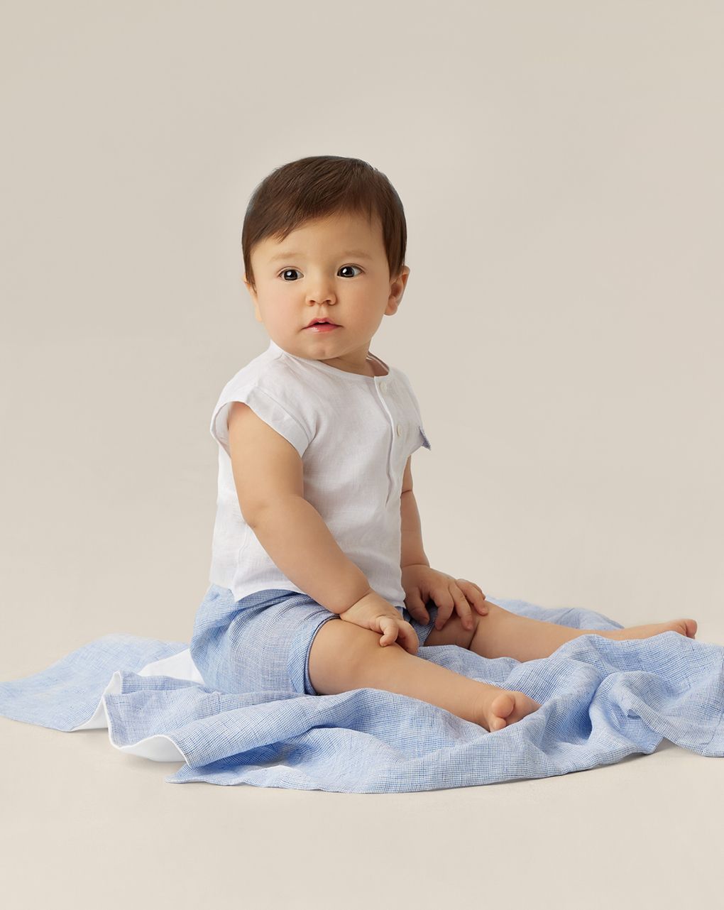βρεφικό σετ πουκάμισο και σορτσάκι λινό για αγόρι - Prénatal