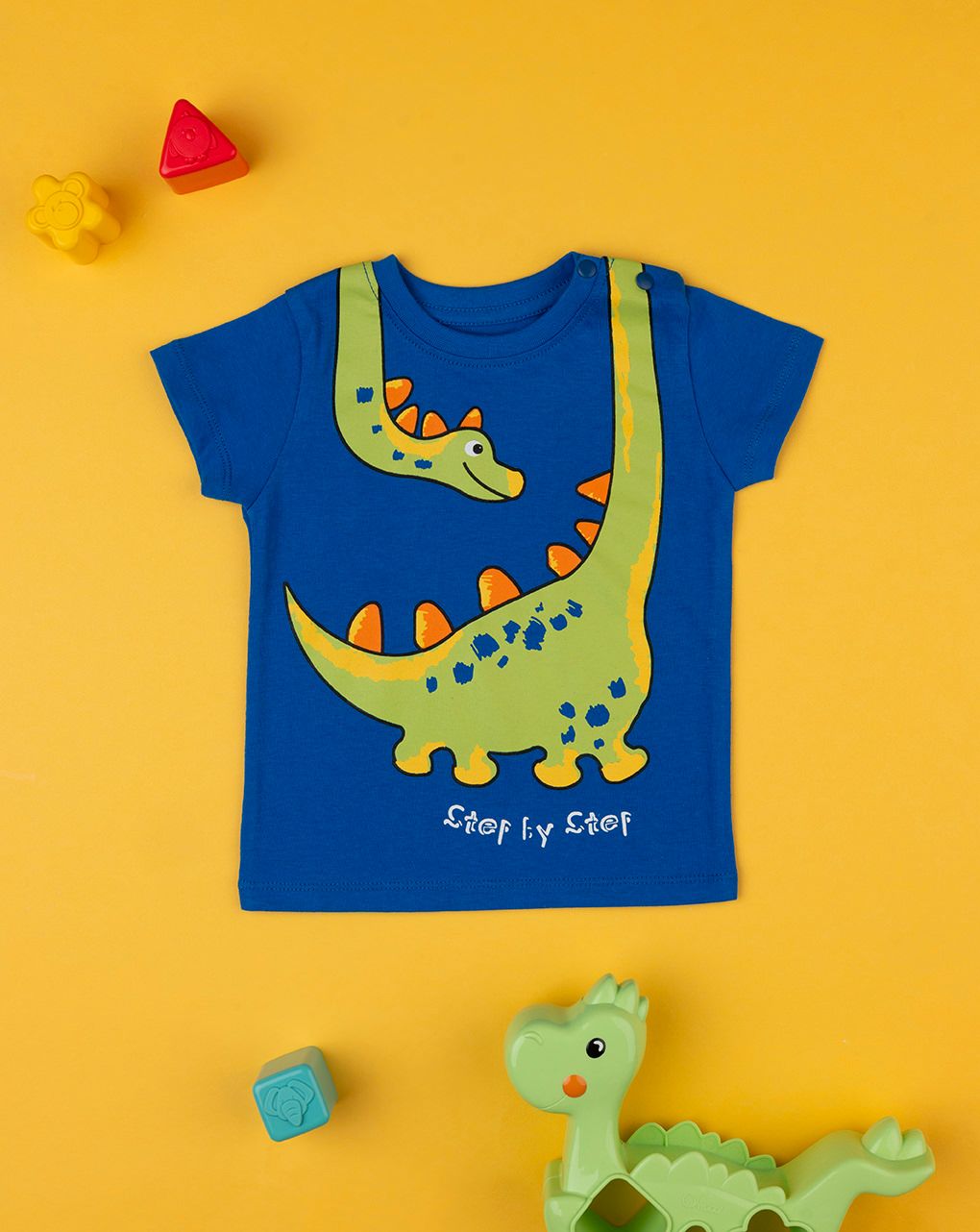 βρεφικό t-shirt μπλε με δεινόσαυρο για αγόρι - Prénatal