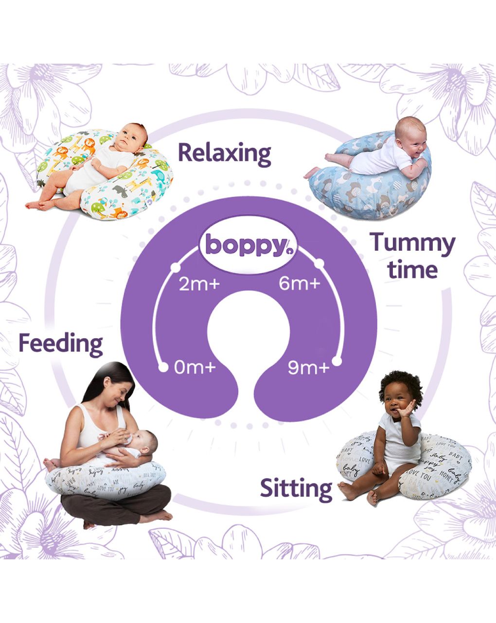 Chicco μαξιλάρι θηλασμού boppy 3 σε 1 hearts - Chicco