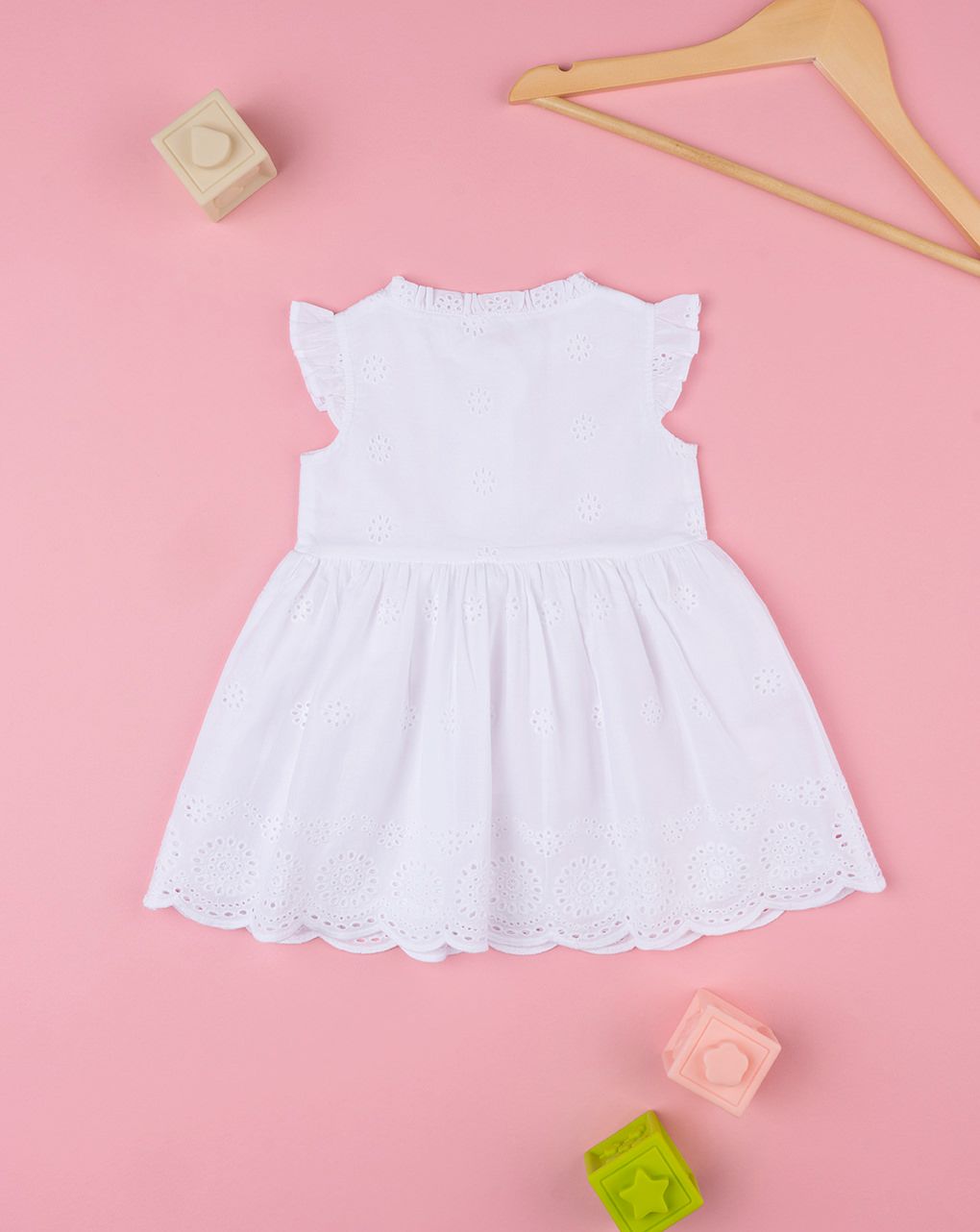 βρεφικό φόρεμα λευκό με δαντέλα sangallo για κορίτσι - Prénatal