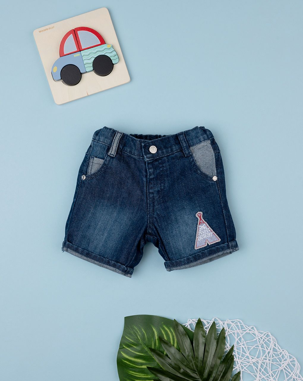 βρεφική τζιν βερμούδα μπλε desert για αγόρι - Prénatal