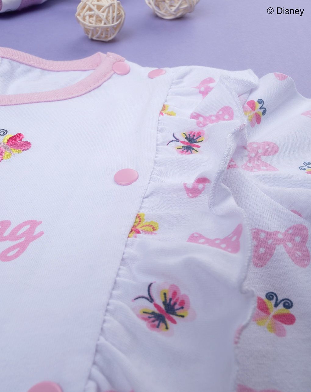βρεφική πιτζάμα ολόσωμη κοντή λευκή με τη minnie για κορίτσι - Prénatal