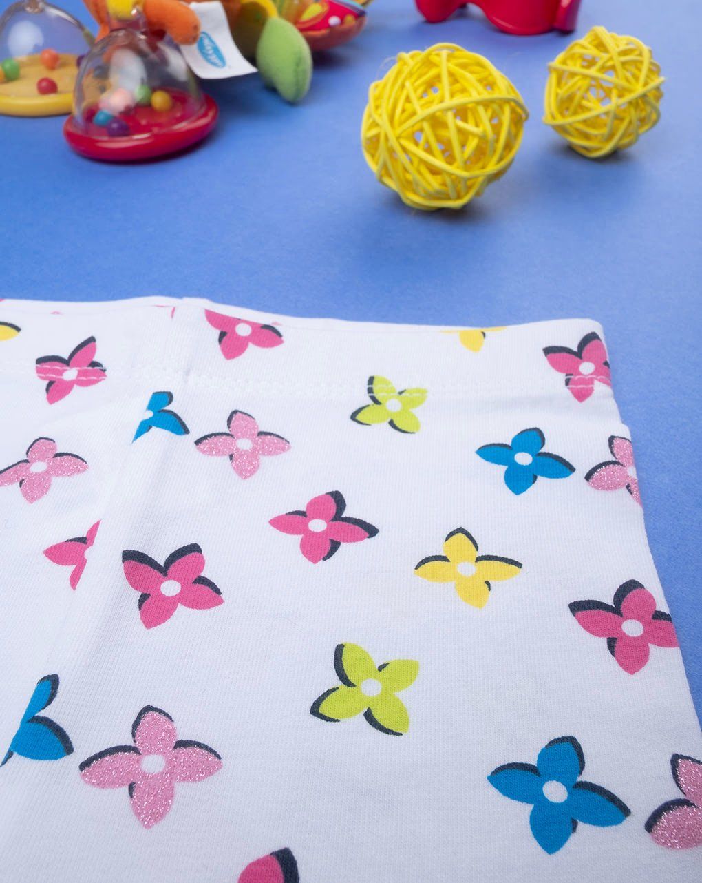 βρεφικό κολάν 3/4 λευκό με λουλούδια για κορίτσι - Prénatal