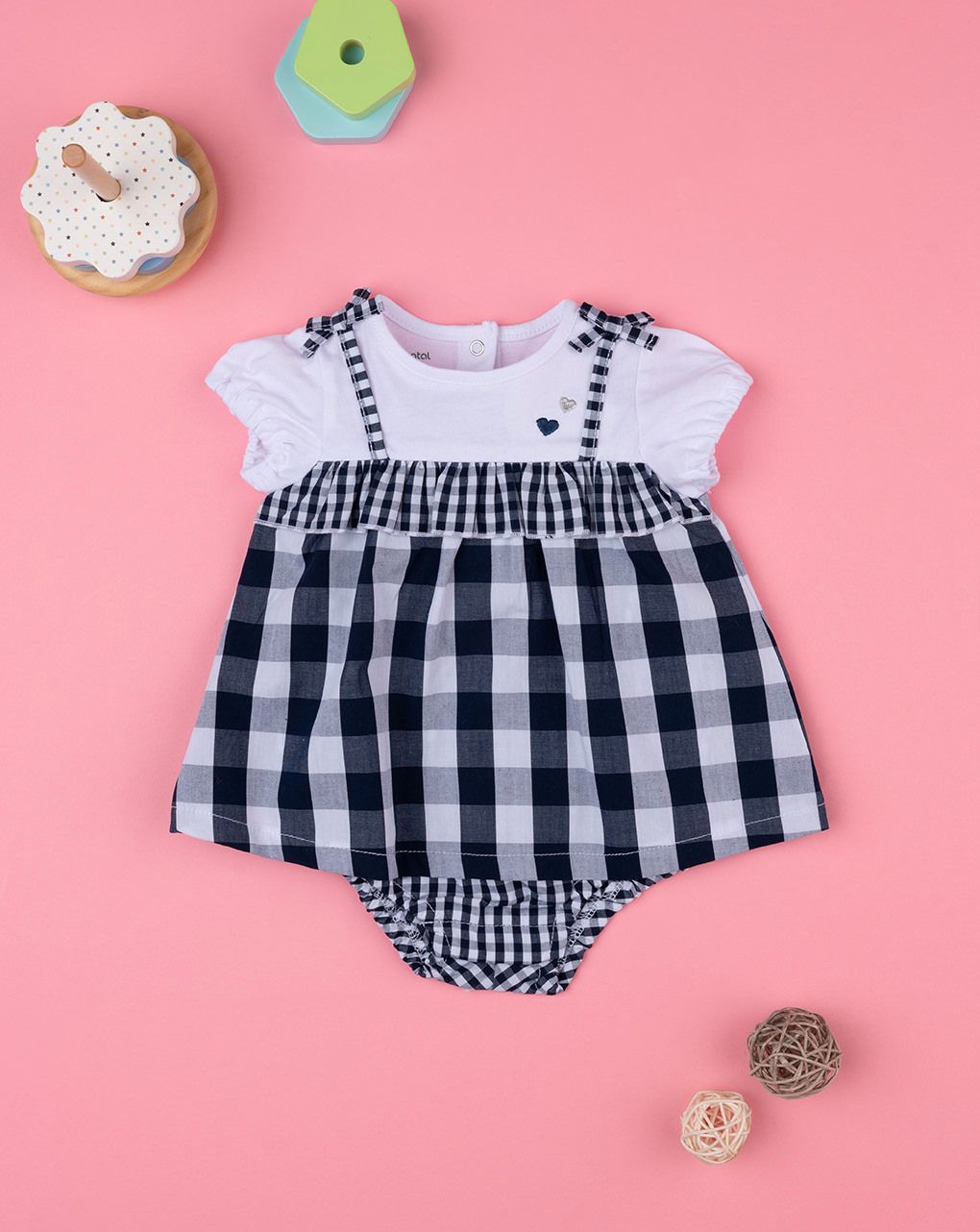βρεφικό φορεματάκι καρό μπλε/λευκό για κορίτσι