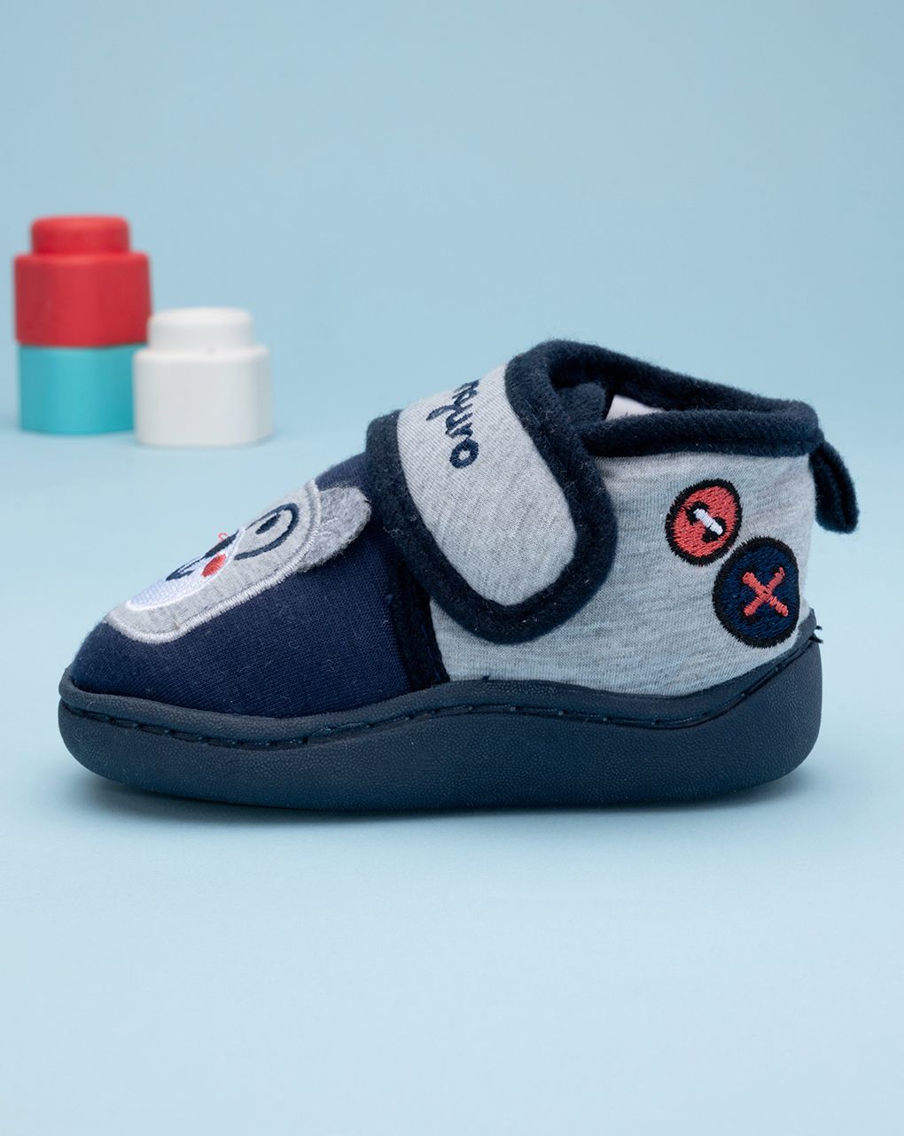 βρεφικά παντοφλάκια κλειστά canguro με γατάκι για αγόρι