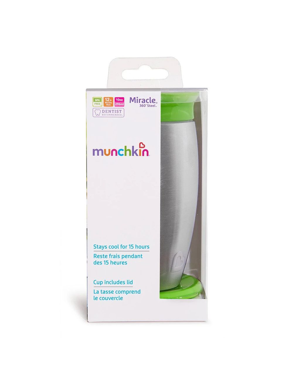 Munchkin ποτήρι miracle 360°stainless steel sippy cup 296ml green - Munchkin