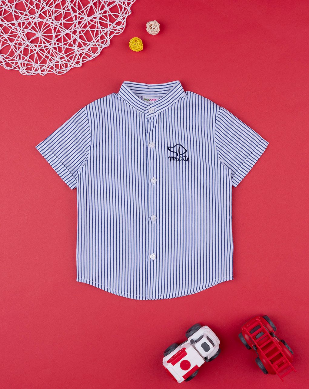 βρεφικό πουκάμισο ριγέ μπλε/λευκό για αγόρι - Prénatal