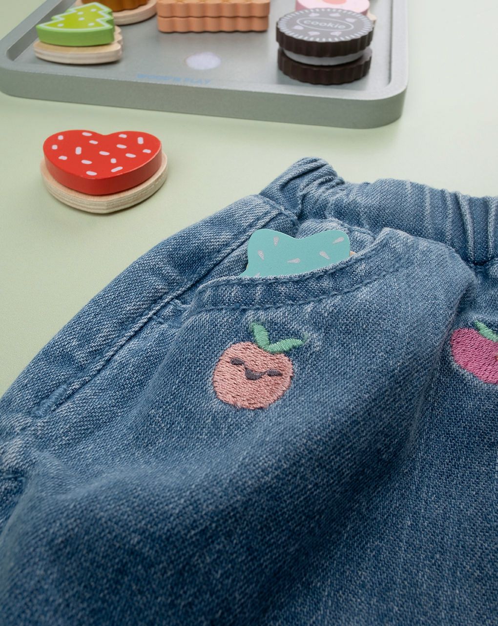 βρεφικό τζιν σορτσάκι μπλε με φρούτα για κορίτσι - Prénatal