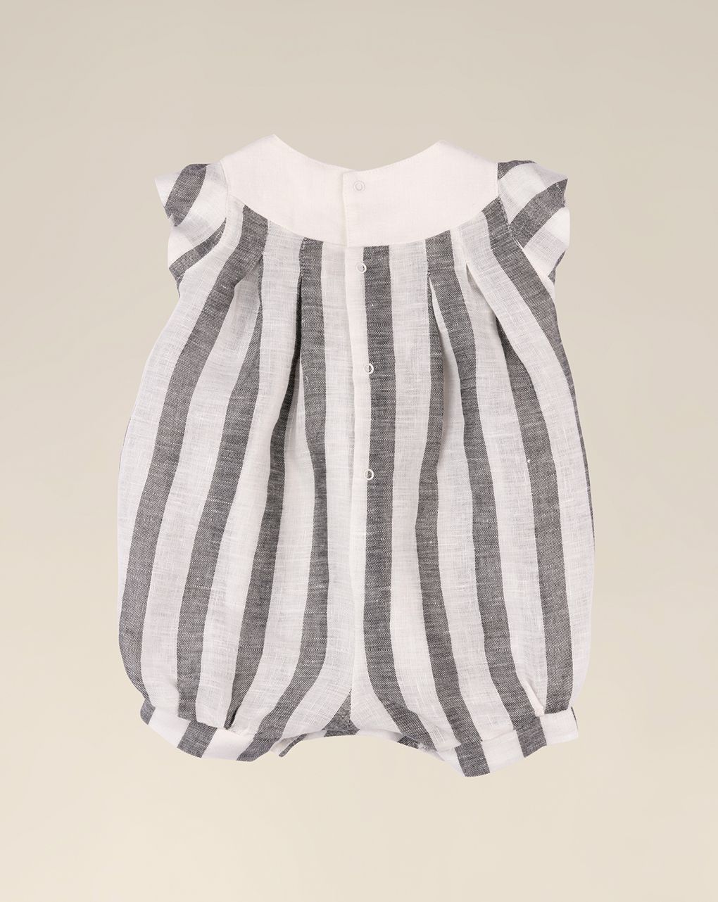 βρεφικό φορμάκι κοντό λινό ριγέ λευκό/γκρι για κορίτσι - Prénatal