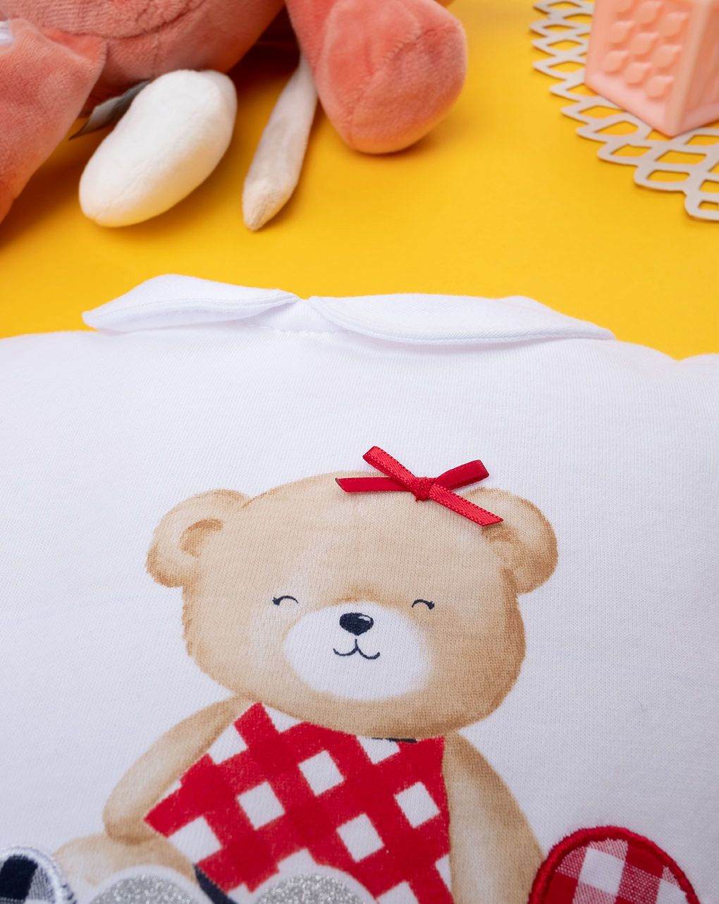 βρεφικό φορεματάκι λευκό/τζιν με αρκουδάκι για κορίτσι - Prénatal