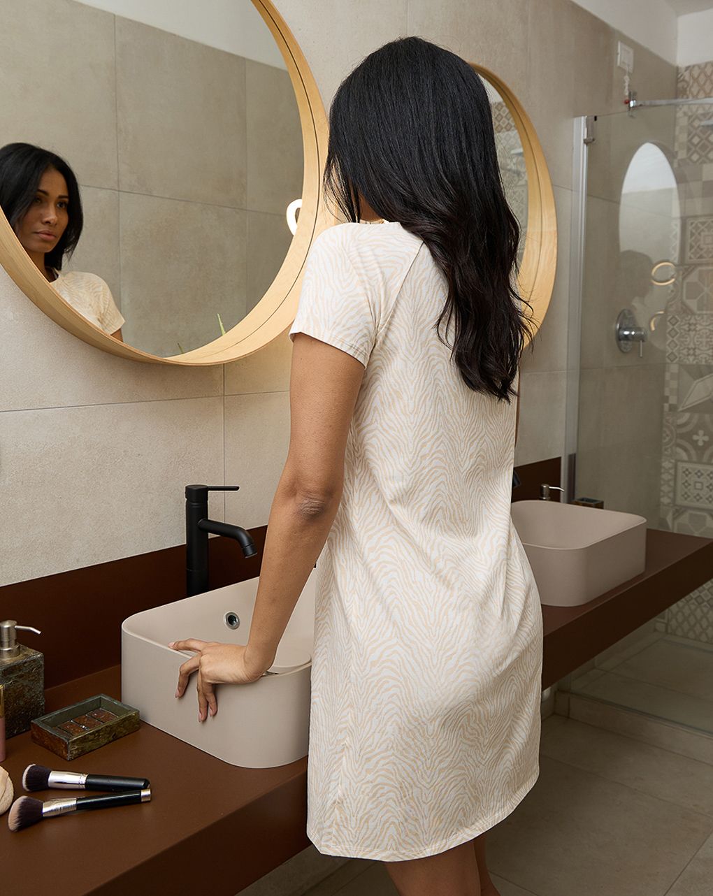 γυναικείο νυχτικό εγκυμοσύνης/θηλασμού animal print made with love - Prénatal