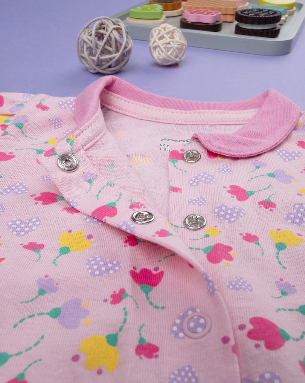 βρεφικά φορμάκια κοντά με λουλούδια πακέτο x2 για κορίτσι - Prénatal