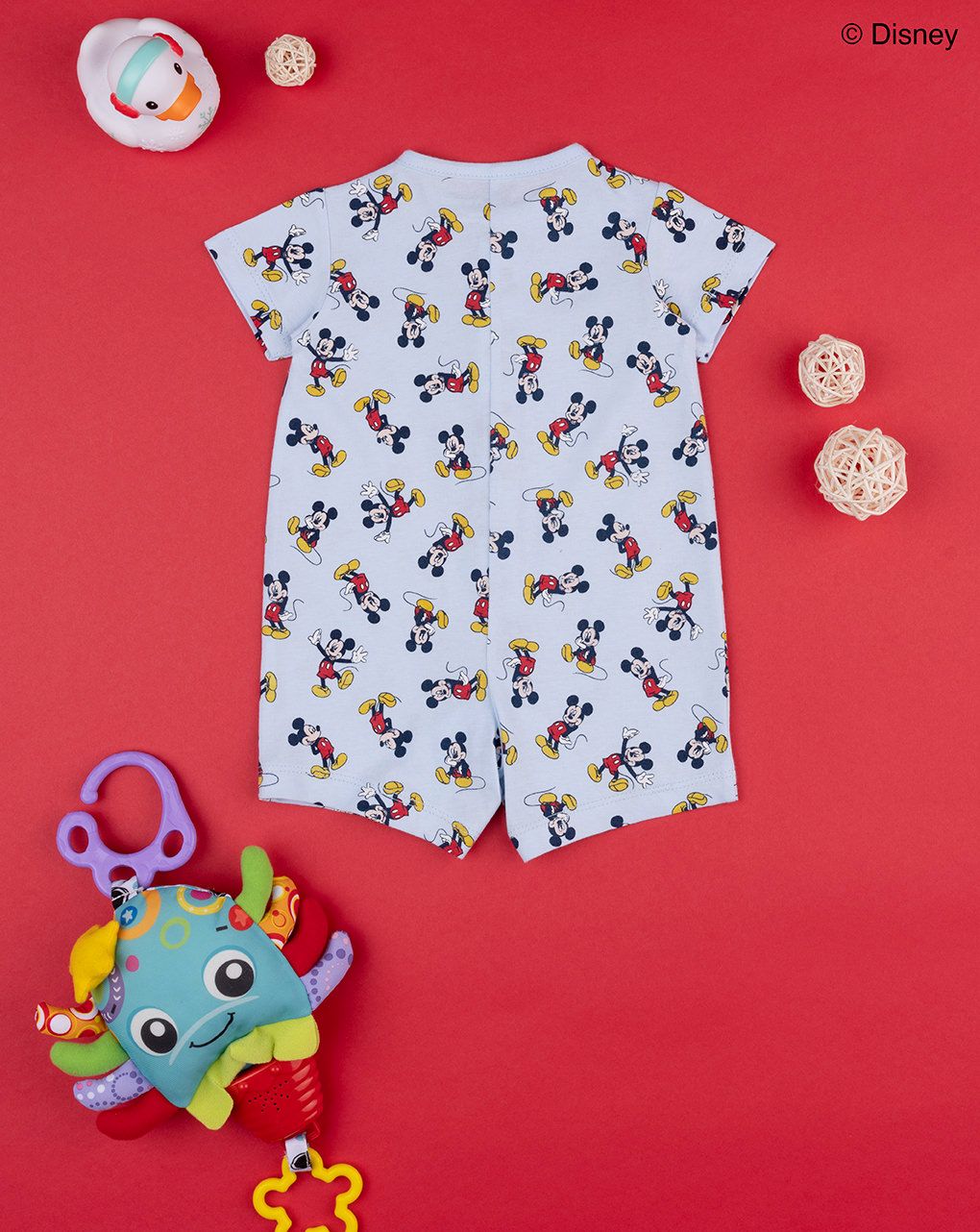 βρεφικό φορμάκι κοντό γαλάζιο με το mickey για αγόρι - Prénatal