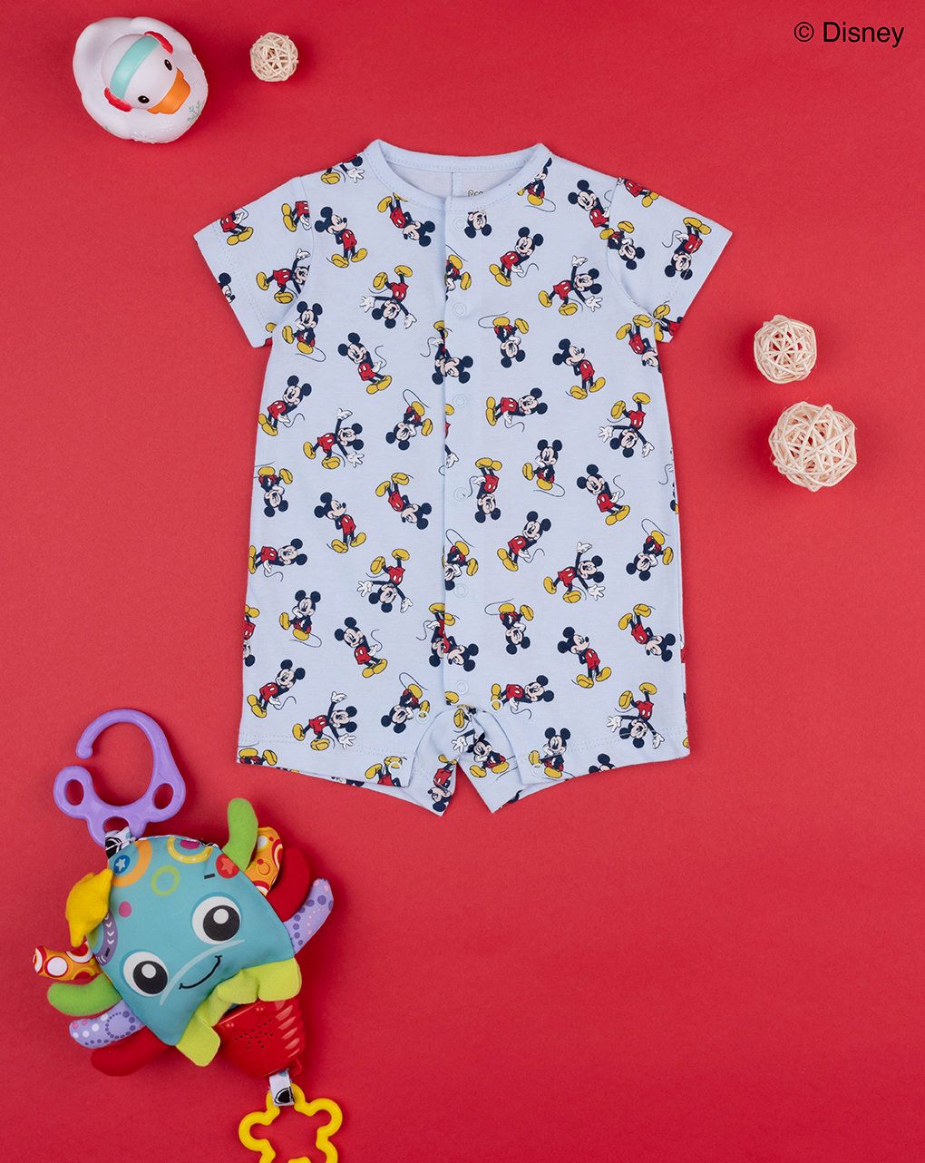 βρεφικό φορμάκι κοντό γαλάζιο με το mickey για αγόρι