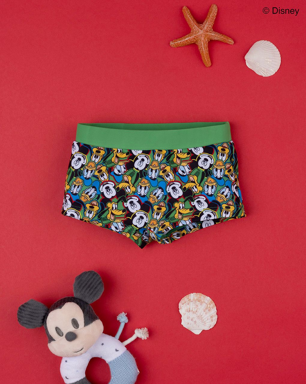 βρεφικό μαγιό σορτσάκι πράσινο mickey&friends για αγόρι