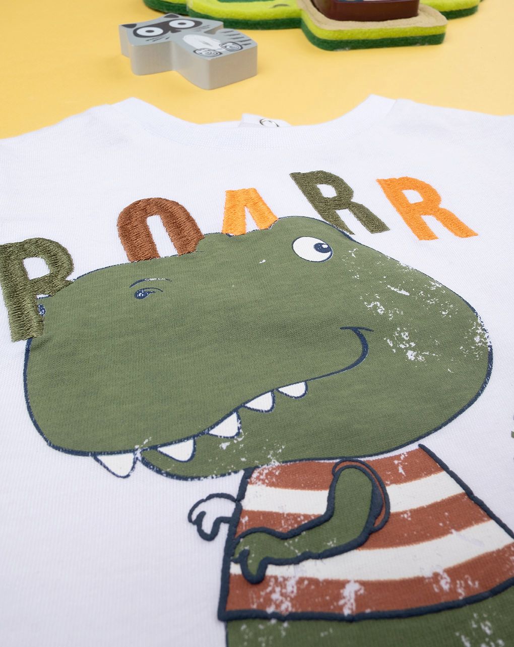 βρεφική μπλούζα λευκή με δεινόσαυρο για αγόρι - Prénatal